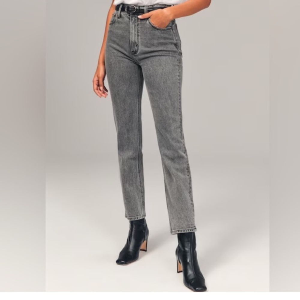 Abercrombie & Fitch Gray Straight Leg Curve Love Jean